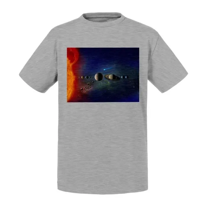 T-shirt Enfant Gris Representation Du Système Solaire Terre Soleil-0
