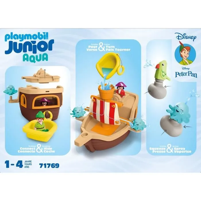 PLAYMOBIL Junior 71769 Peter Pan et bâteau pirate, Disney, 12 pièces, Dès 12 mois-4