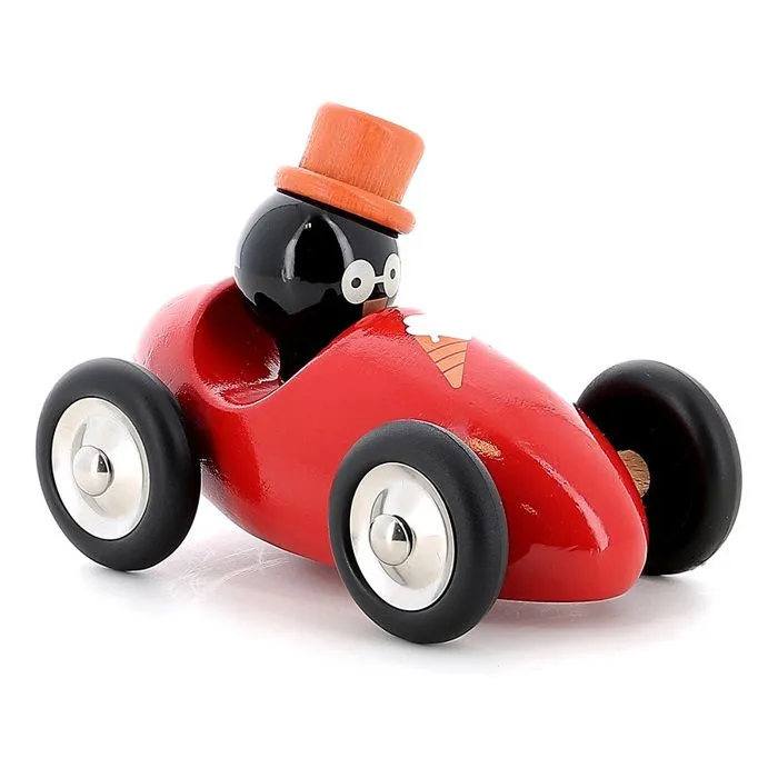 Voiture en bois Boizoos - VILAC - René le pingouin - Rouge - L 16 x l 10 x H 11 cm-1