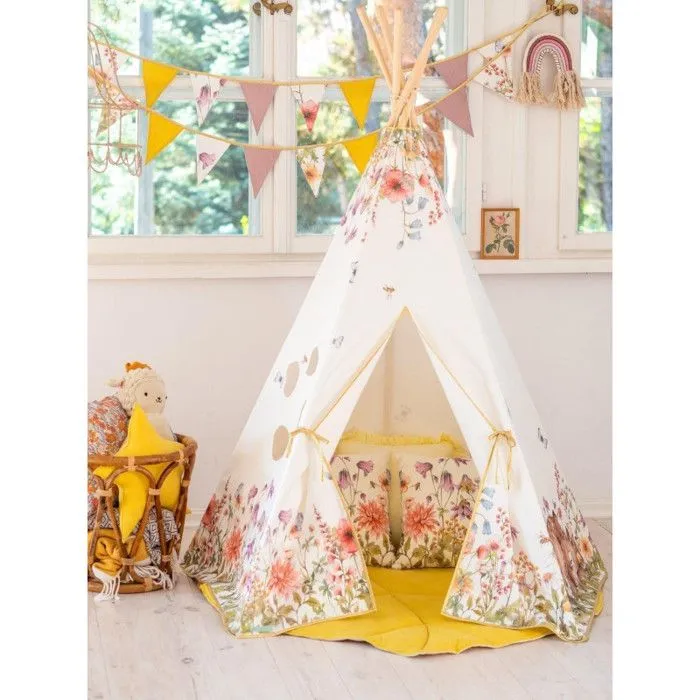 Ensemble tipi et tapis enfant Moi Mili "Fleurs Sauvages" - fleurs sauvages - TU-2