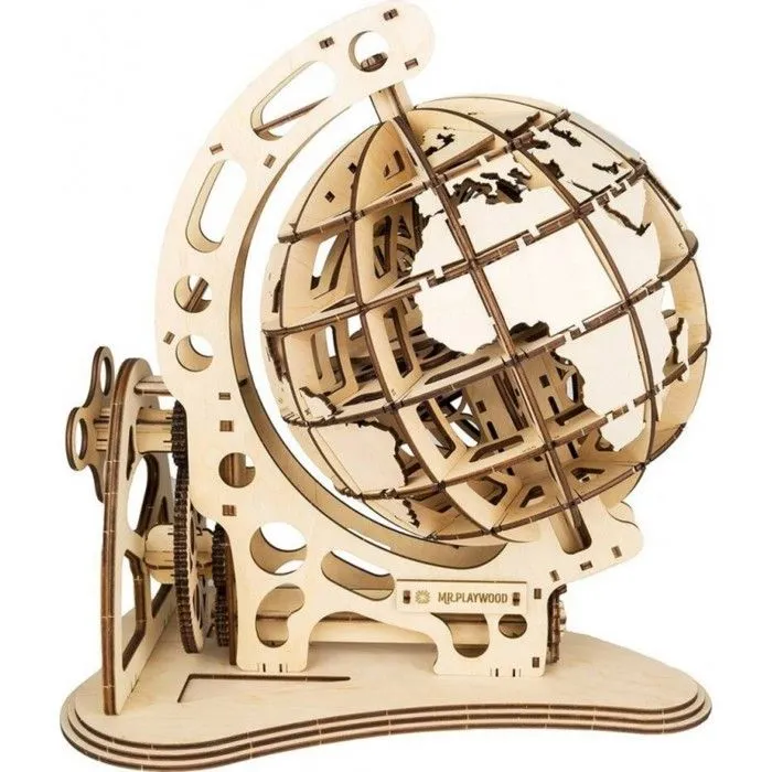 Puzzle 3D en bois - Mr. Playwood - Globe Mécanique animé - 145 pièces - À monter soi-même - Mixte-0