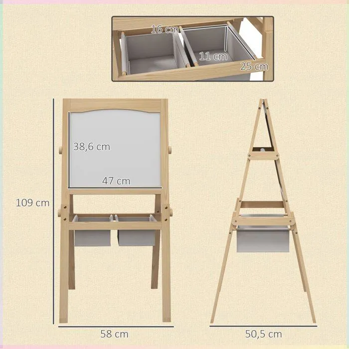 AIYAPLAY - Tableau chevalet - MDF - 58x50.5x109cm - Bois naturel-3