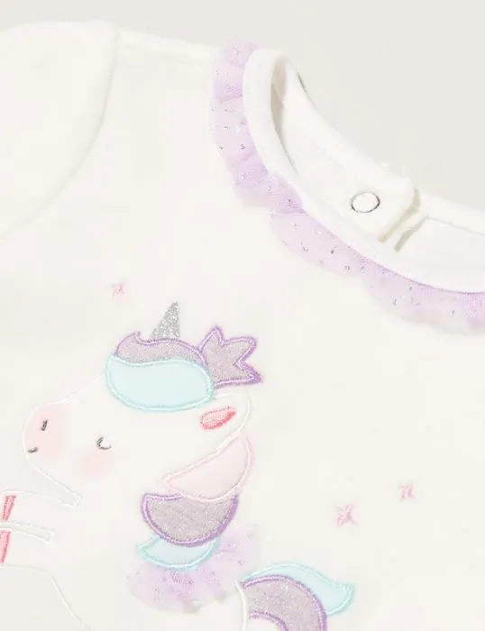 Entretien robot bebe - sac robot bebe Chicco , Combinaison licorne en chenille avec pied, Bébé fille, Blanc (359), 9 mois-1
