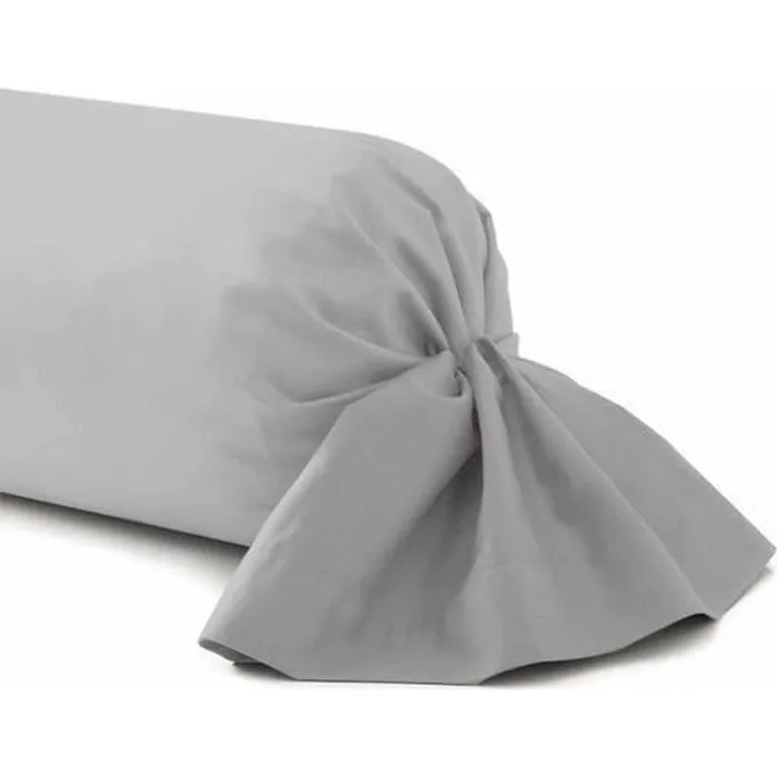 Taie de traversin - HOMEROKK - 45x205 cm - 100% Coton - Gris Clair - Lavable en machine-0