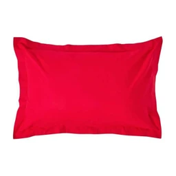Taie d'oreiller rectangulaire coton égyptien 200 fils coloris rouge 50 x 75 cm-0