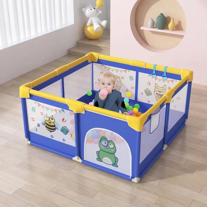 LILIIN Parc pour bébé Barrière de Parc 180x150cm Centre d'activités Aire de Jeux de sécurité en Maille Respirante (Petit Animal)-3