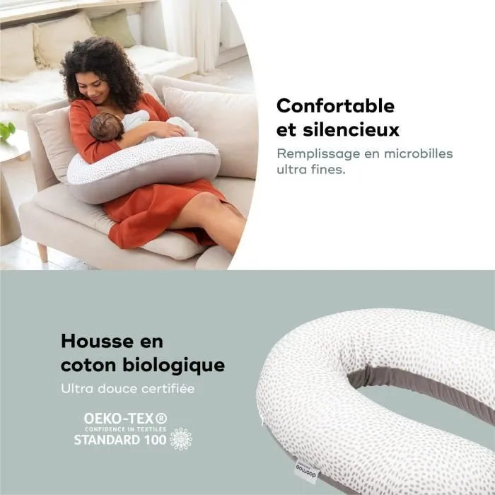 doomoo Coussin de Maternité et Coussin d'Allaitement Buddy, Ultra Confort, Certifié Oeko-Tex, Risotto Taupe-4