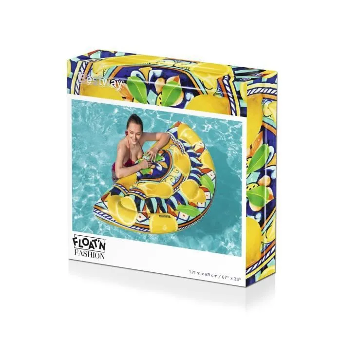 Ile gonflable - BESTWAY - Splash of Sicily - PVC - Jaune - 171 x 89 cm - Charge maxi 90 kg - Valves de sécurité-3