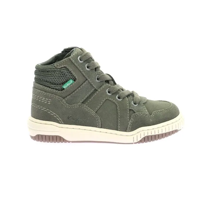 Baskets hautes - KICKERS - Kick90 - Kaki - Cuir - Enfant Garçon-0