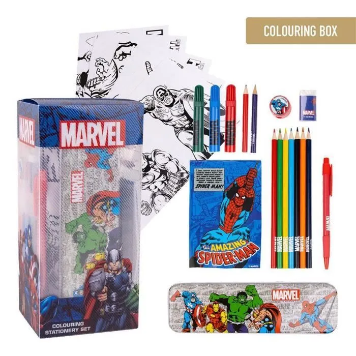 Kit de Coloriages - Marvel - 24 pièces - Feutres, Peinture Aquarelle, Crayons de Couleur-0
