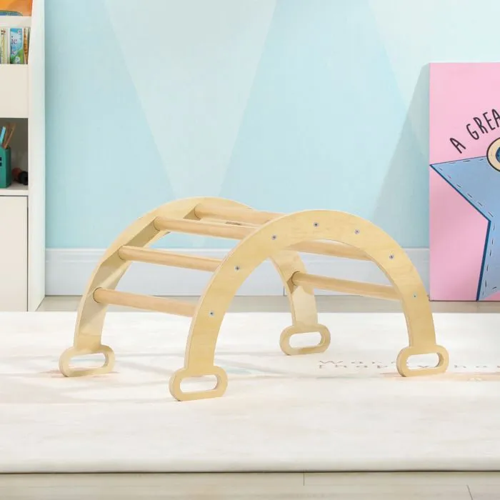 Arche escalade enfants AIYAPLAY bascule en bois d'intérieur pour garçons & filles, tout-petits de 18 à 48 mois, bois naturel-2