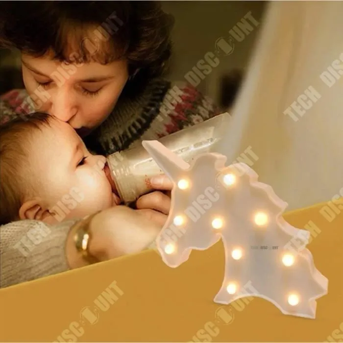 TEC™ Lampe de chevet licorne led électrique chambre fille enfant rose bureau décoration maison anniversaire fête muticouleur-2