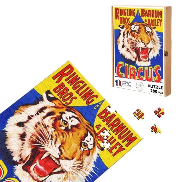 Puzzle Classique - FABULOUS - Circus Cirque Tigre Affiche Vintage - 280 Pièces - Adulte - Mixte-0