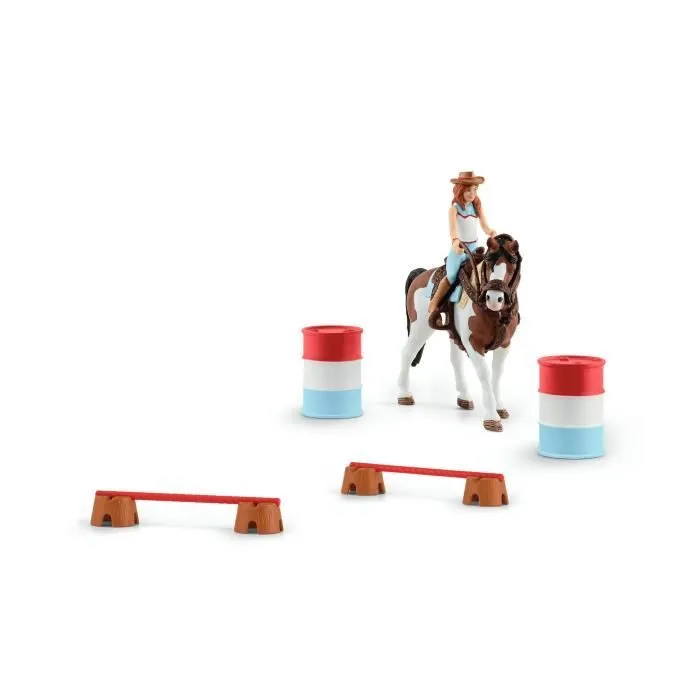Cheval de Course d'Hannah - Coffret de 12 Jouets Schleich Rodéo avec Vachère - Figurine Cheval et Accessoires - Cadeau pour Garçons-1