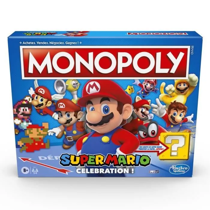 MONOPOLY Super Mario Celebration, jeu de societe pour enfants, jeu de plateau à partir de 8 ans, version francaise-0