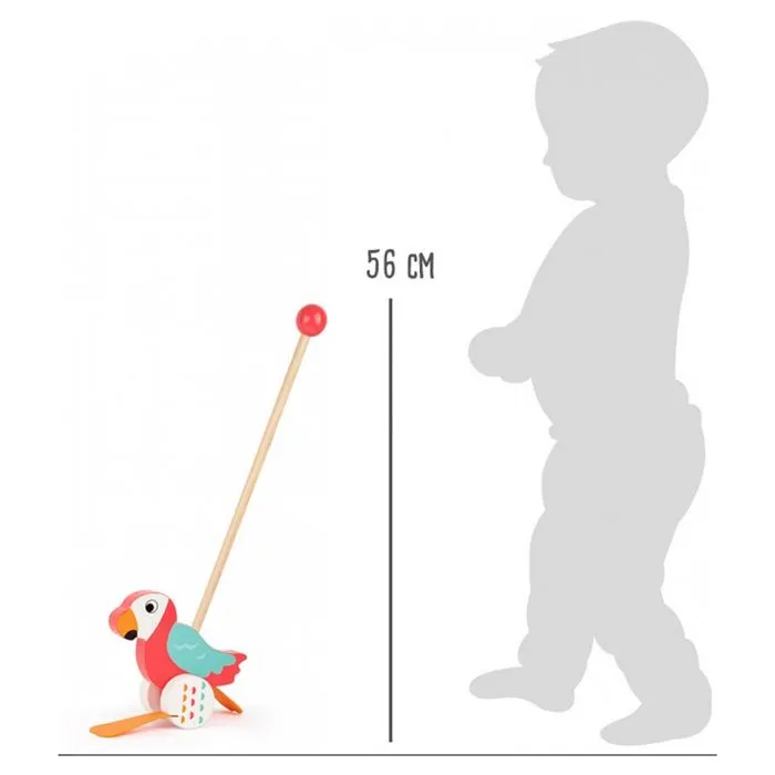 Jouet à pousser - Small Foot - Perroquet en bois - Pour enfant - Mixte-1