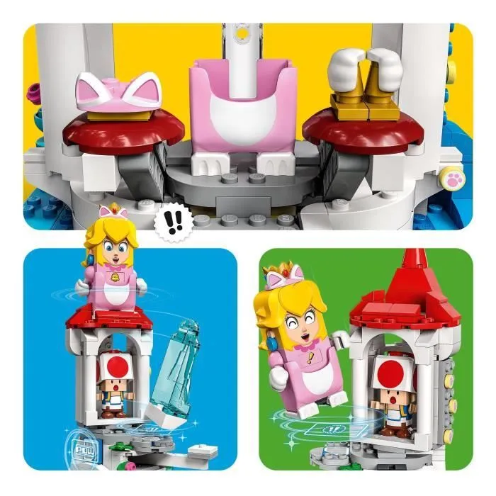 LEGO 71407 Super Mario Ensemble d’Extension La Tour Gelée et le Costume de Peach Chat, Figurine Toad, Jouet Château, Enfants 8 Ans-1