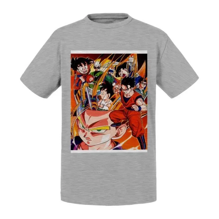 T-shirt Enfant Gris Dragon Ball Z Sangohan Classique Manga Anime-0