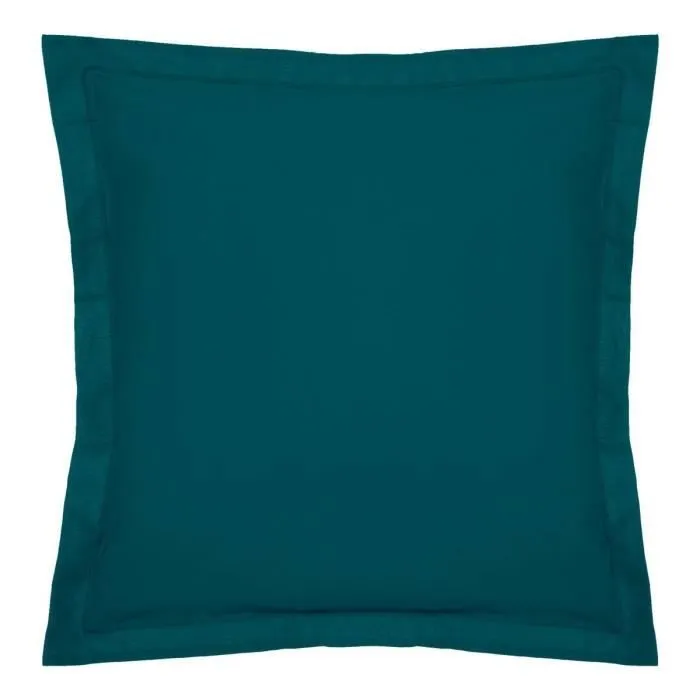 Taie d'oreiller - coton - bleu - 63x63 cm - Bleu égéen - Atmosphera createur d'interieur-0