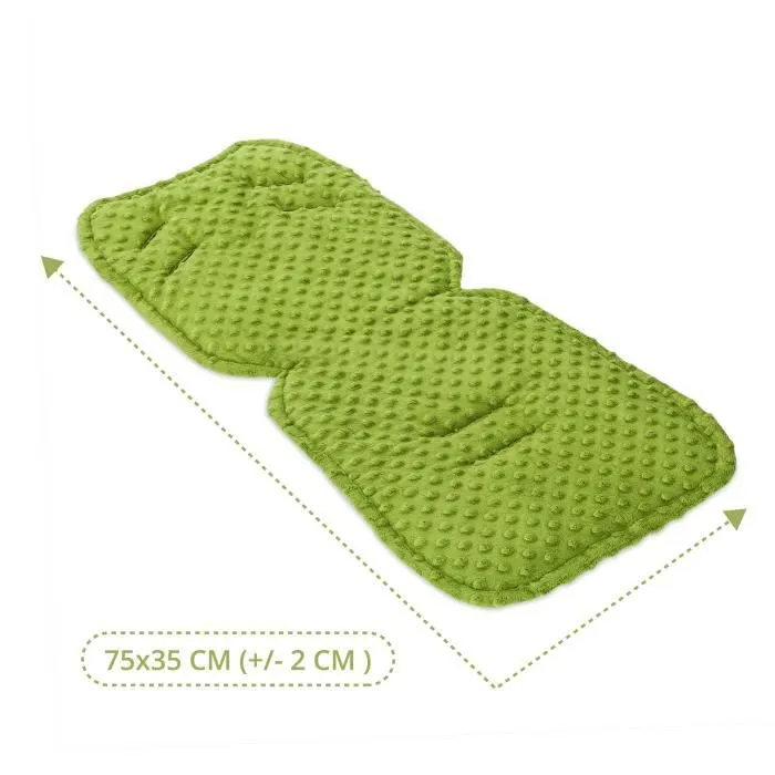 Coussin de siège de poussette 75 x 35 cm - coussin pour Réducteur siège auto pour de enfant - Minky Dinosaure Vert-2