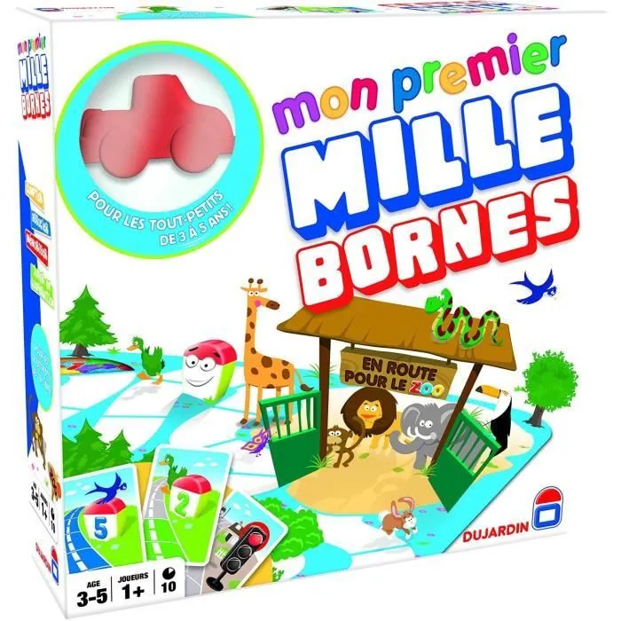MON 1ER MILLE BORNES - TOUS AU ZOO - Jeu de société - DUJARDIN - Initiez les plus petits au jeu avec une version adaptée au zoo !-0
