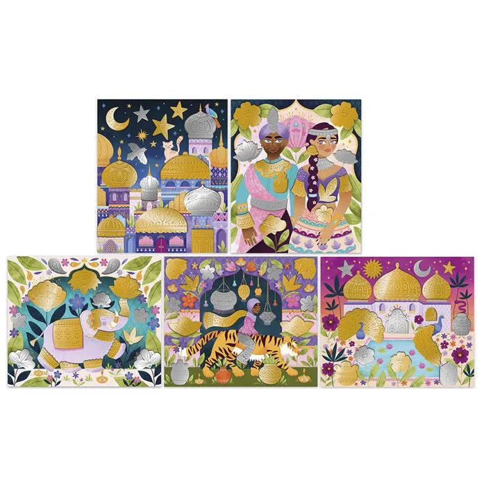 Stickers en Métal à Repousser - 5 Tableaux à Décorer - Thème Bollywood - Kit Loisir Créatif Enfant - Dès 7 Ans-3