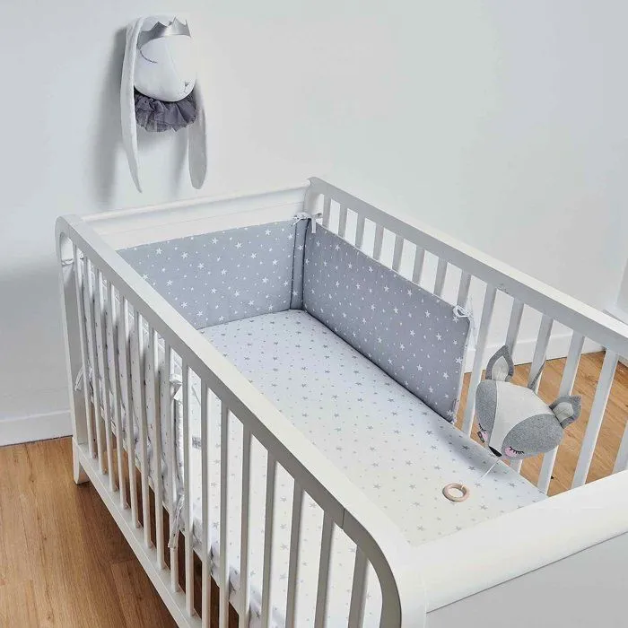 Tour de lit universel et réversible - STELLA Gris - Pour lit bébé de 60x120 ou 70x140 cm-2