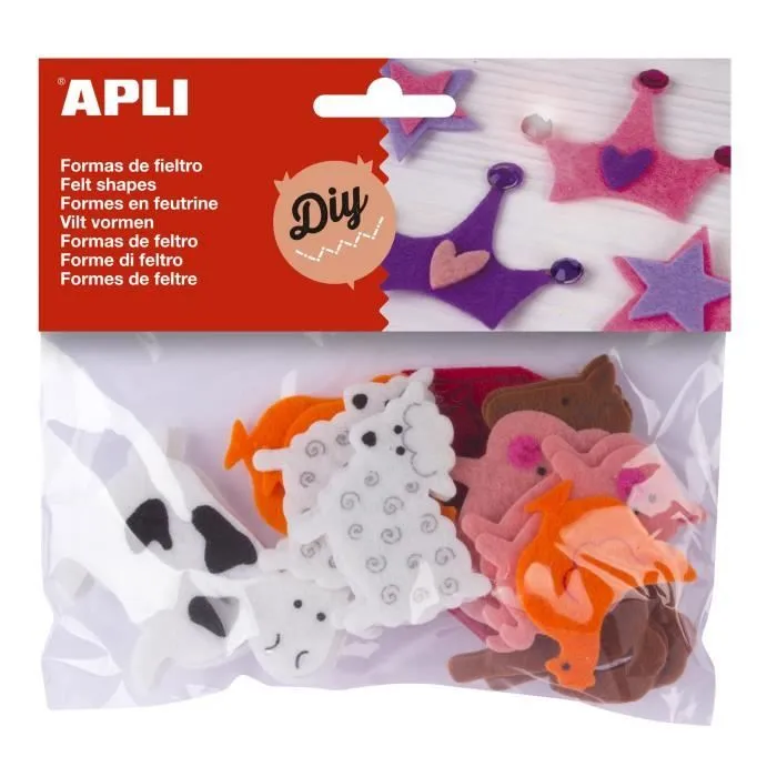APLI Sachet de 18 unités feutrine - Animaux-0