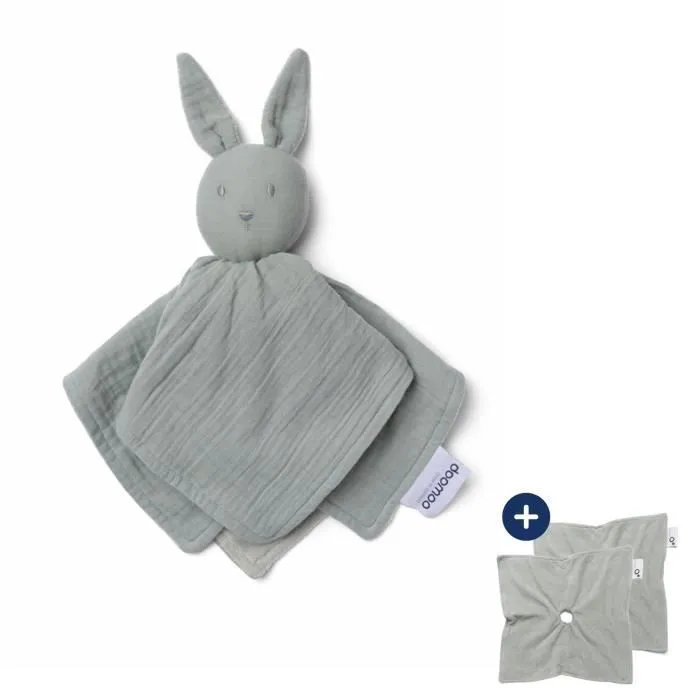 doomoo Doudou Bébé You&Me - Doudou Réversible et Réconfortant - Fourni avec 2 Corps pour Transporter l'Odeur du Parent, Vert-0