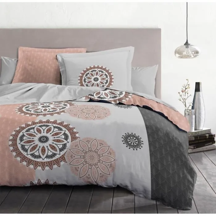 Parure de couette YUCATAN 100% coton - Rose - 240x260 cm-2