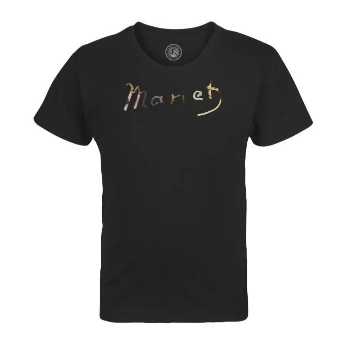 T-shirt Enfant Noir Manet Signature Célèbre Peintre Artiste Realiste Impressionisme-0