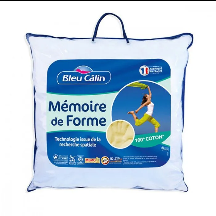 Oreiller à Mémoire de forme 60 x 60 cm "Mémofil" Bleu Calin-0