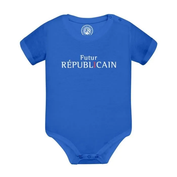 Body Bébé Manche Courte Bleu Futur Républicain Politique Humour-0