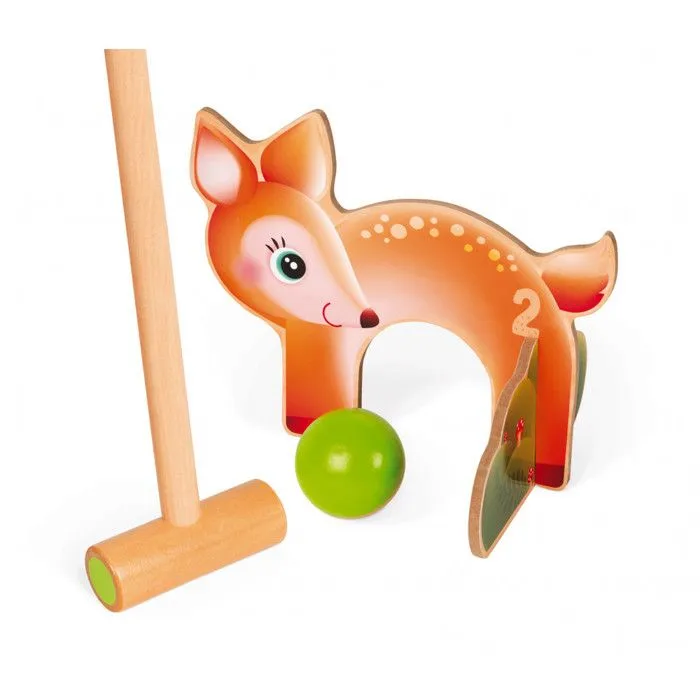 Jeu de croquet en bois massif - JANOD - Animaux de la Forêt - Dès 3 Ans-2