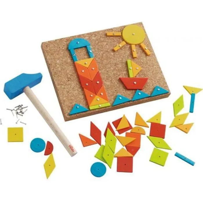 Jeu de Clous Couleurs en Folie - HABA - 55 Pièces en Bois - Pour Enfant 3 ans et +-0