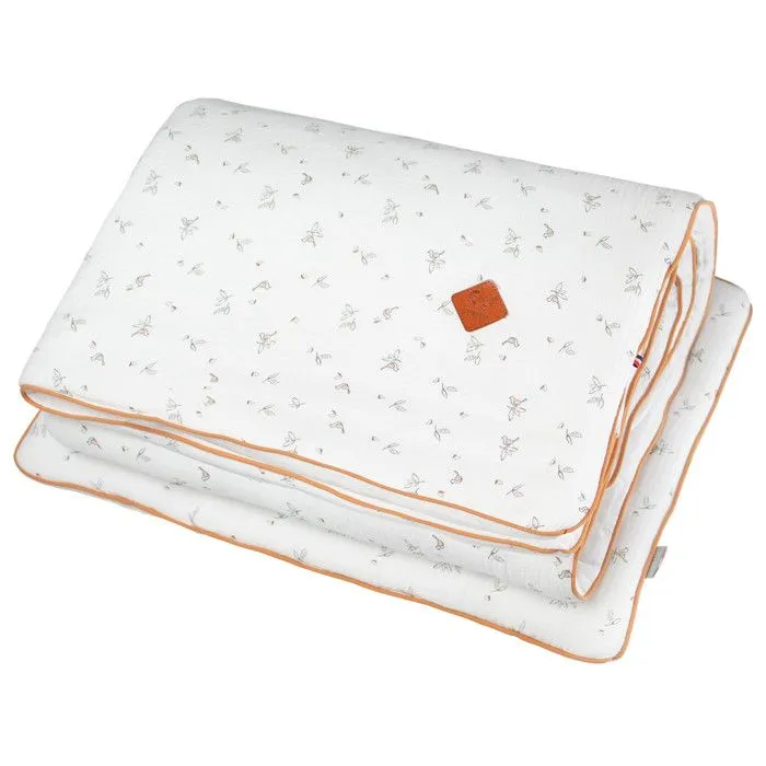 Couette et oreiller prêt à dormir gaze de coton Melody 140 x 100 cm Blanc-0