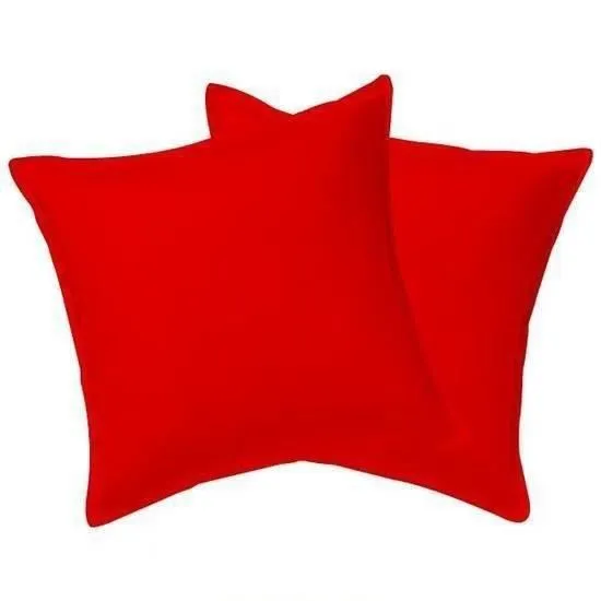 Lot de 2 taies d'oreiller 60x60cm - ROUGE 100% coton 57 / fils-0