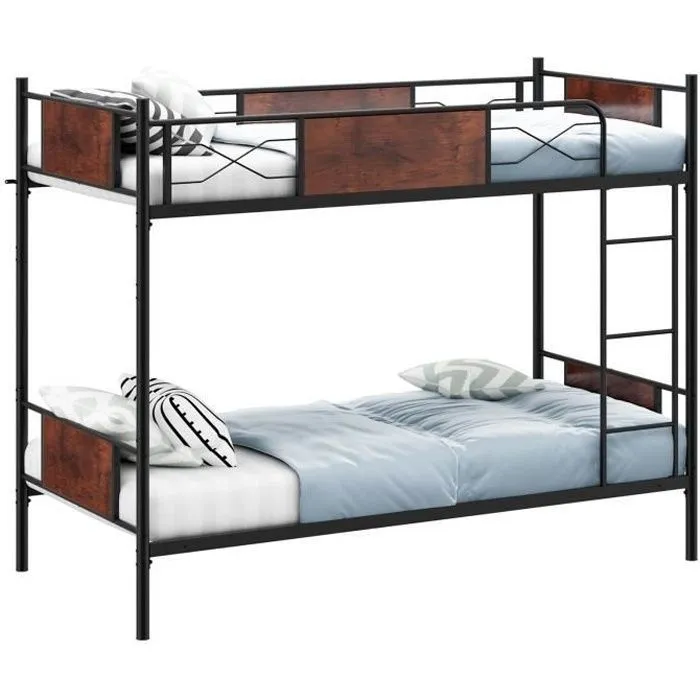 COSTWAY Lit Superposé Séparable en Métal Enfant/Adulte - 90x190CM - Échelle, Garde-corps de Sécurité, Dispositif Anti-basculement-0