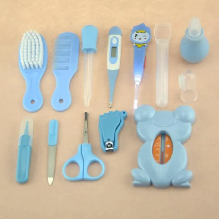 13PCS Trousse de Soin et Santé Pour Bébé Essentiel de Toilette - Bleu-1