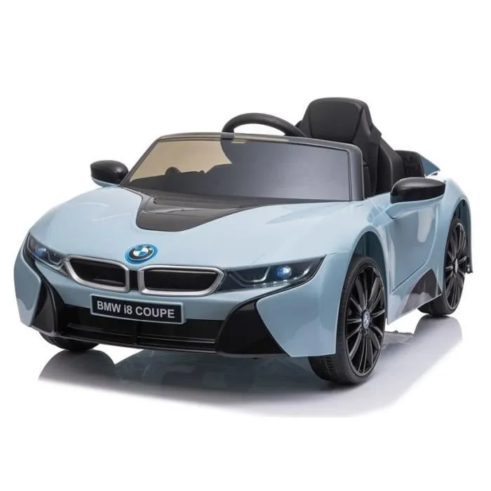 Voiture pour enfants BMW I8 siège en cuir bleu pneus EVA-1