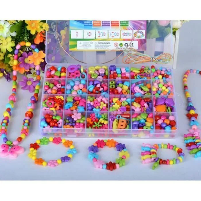 Coffret perles enfant - Multicolore - 6 ans - Acrylique - Jouet éducatif - Créativité-0