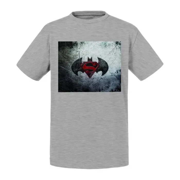 T-shirt Enfant Gris Batman Vs Superman Bande Dessinee Comics-0