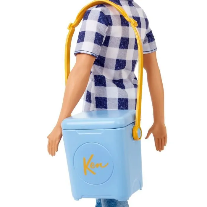 Poupée Barbie Ken Camping - 3 ans et + - Chemisette à carreaux, jean, paire de tennis - 6 accessoires inclus-4