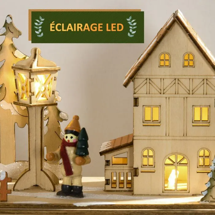 Calendrier de l'Avent LED - 10 lumières blanc chaud - 24 tiroirs - décoration lumineuse de Noël - MDF bois naturel-4