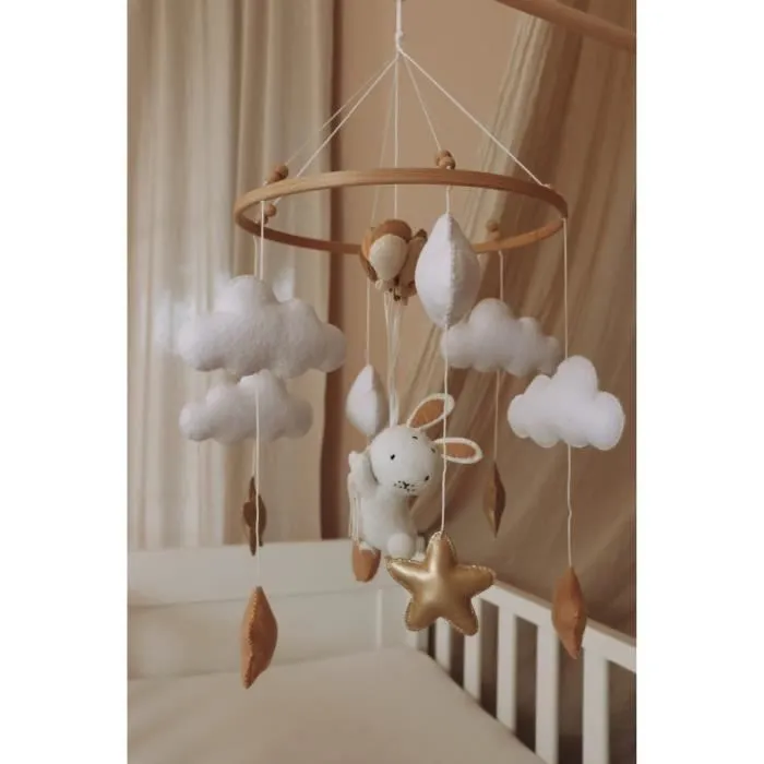 Set complet Mobile bébé lapin fait main-2