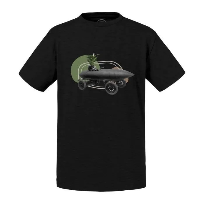 T-shirt Enfant Noir Prototype Voiture Missile Collage Art Surréalisme-0