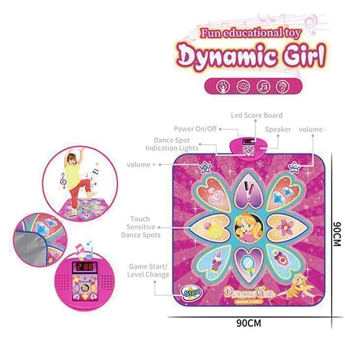 Tapis de Danse Musical pour Enfants de 3 à 14 Ans - KAKOO - Rose - Imperméable et Antidérapant avec 2 télécommandes-5