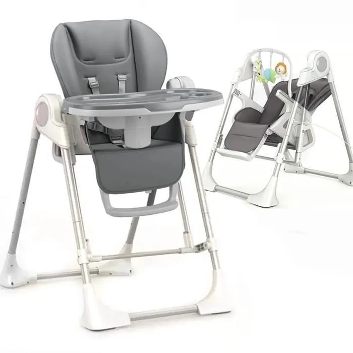 Le SPLITY 3 en 1 : Chaise Haute, Balancelle, transat.Toutes options Gris-0