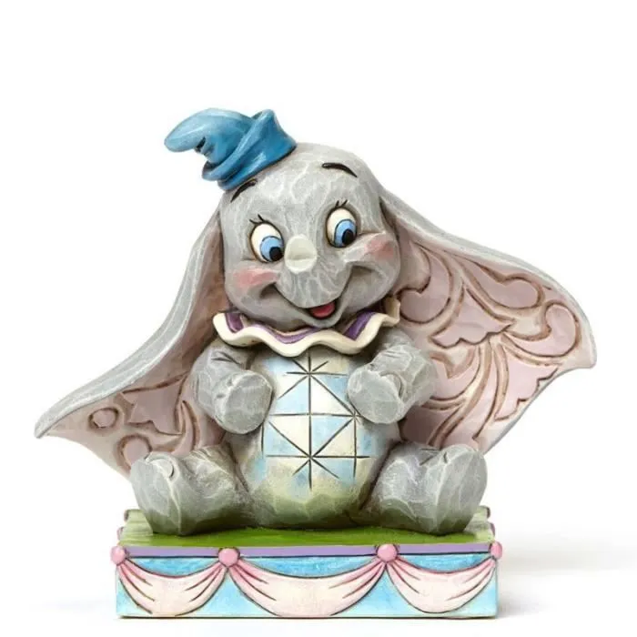 Figurine Dumbo - Bébé - Disney Traditions Jim Shore - Effet bois peint à la main - 8 cm de hauteur-0