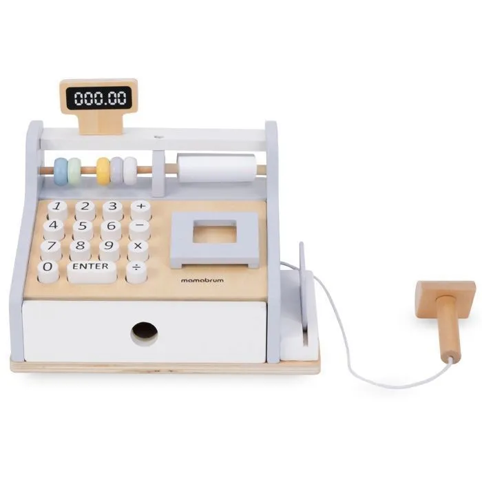 Caisse Enregistreuse Enfant +3 ans Mamabrum - Équipée de Clavier Numérique, boulier, Scanner, Terminal et Pièces de monnaie en Bois-3